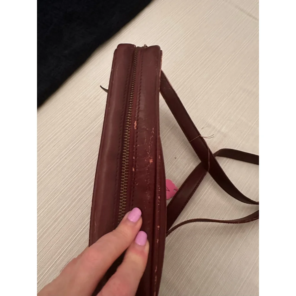 Cartier Burgundy Leather Gold Crossbody Bag w/COA - Picture 5 of 6